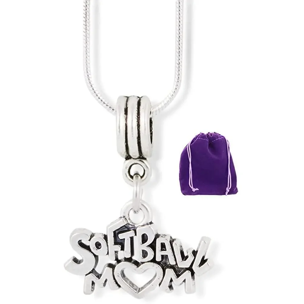 Softball Mom Charm Snake Chain Sports Necklace